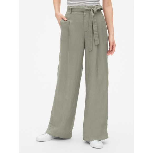 Gap High-rise Wide Leg Linen-blend Pants